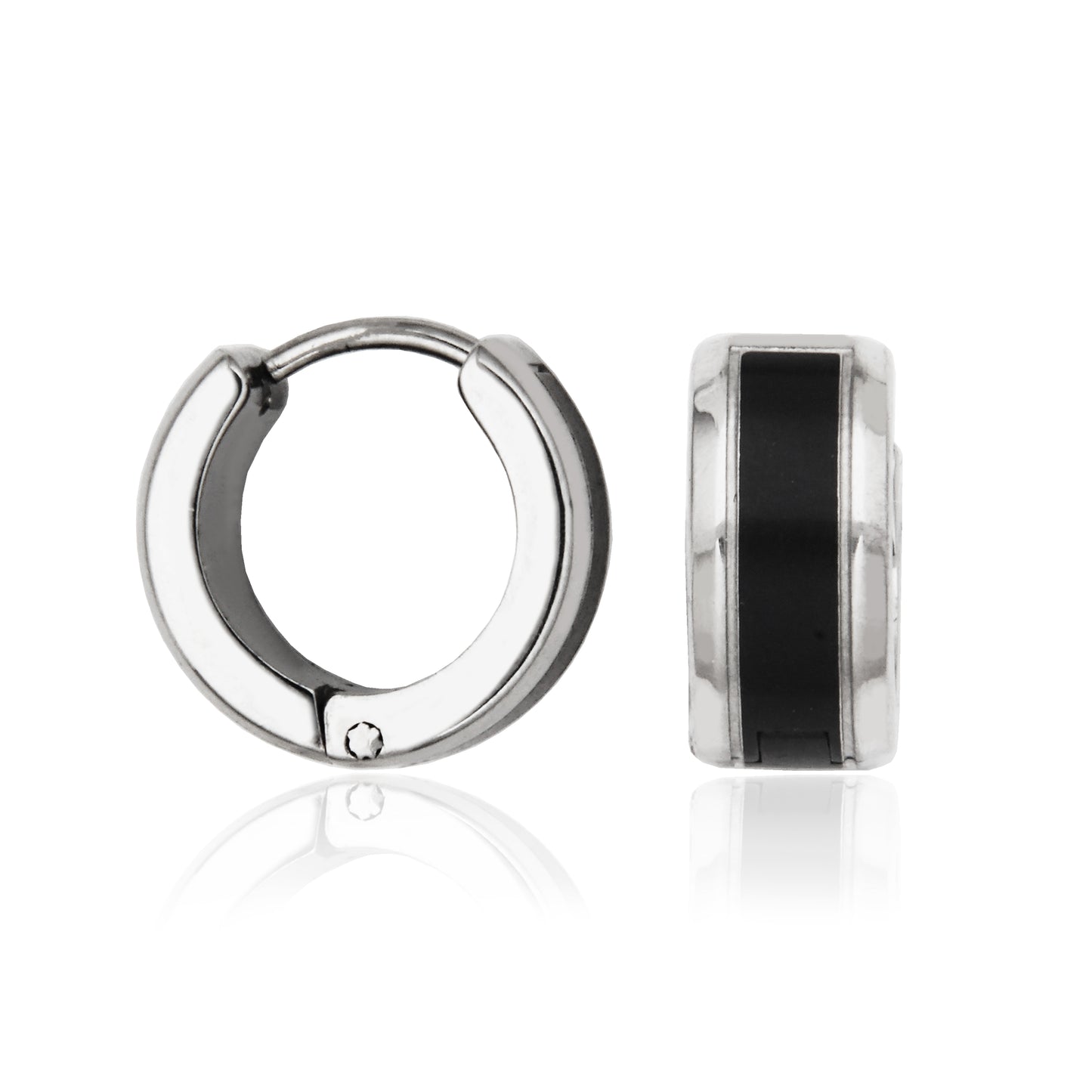 T2XK200100 - IP Black Huggie Earrings | steelx