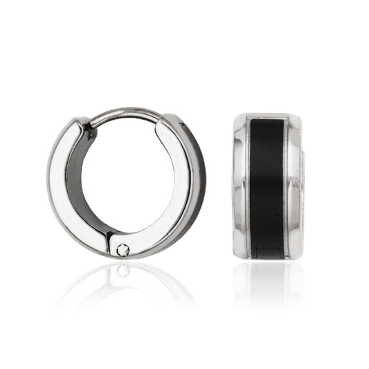 T2XK200100 - IP Black Huggie Earrings | steelx