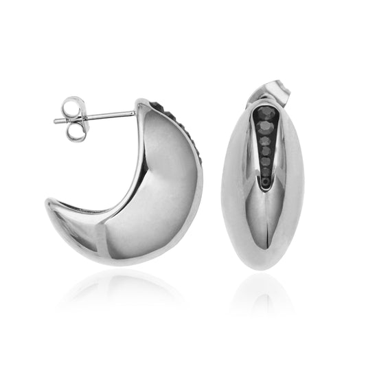 T2XK230100 - Puffy Curved J-Hoop Earrings | steelx