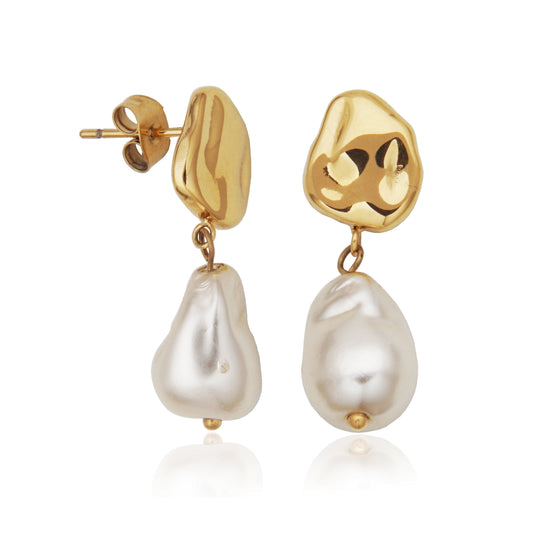 T2XK260200 - Simulated Baroque Pearl Drop Earrings | steelx
