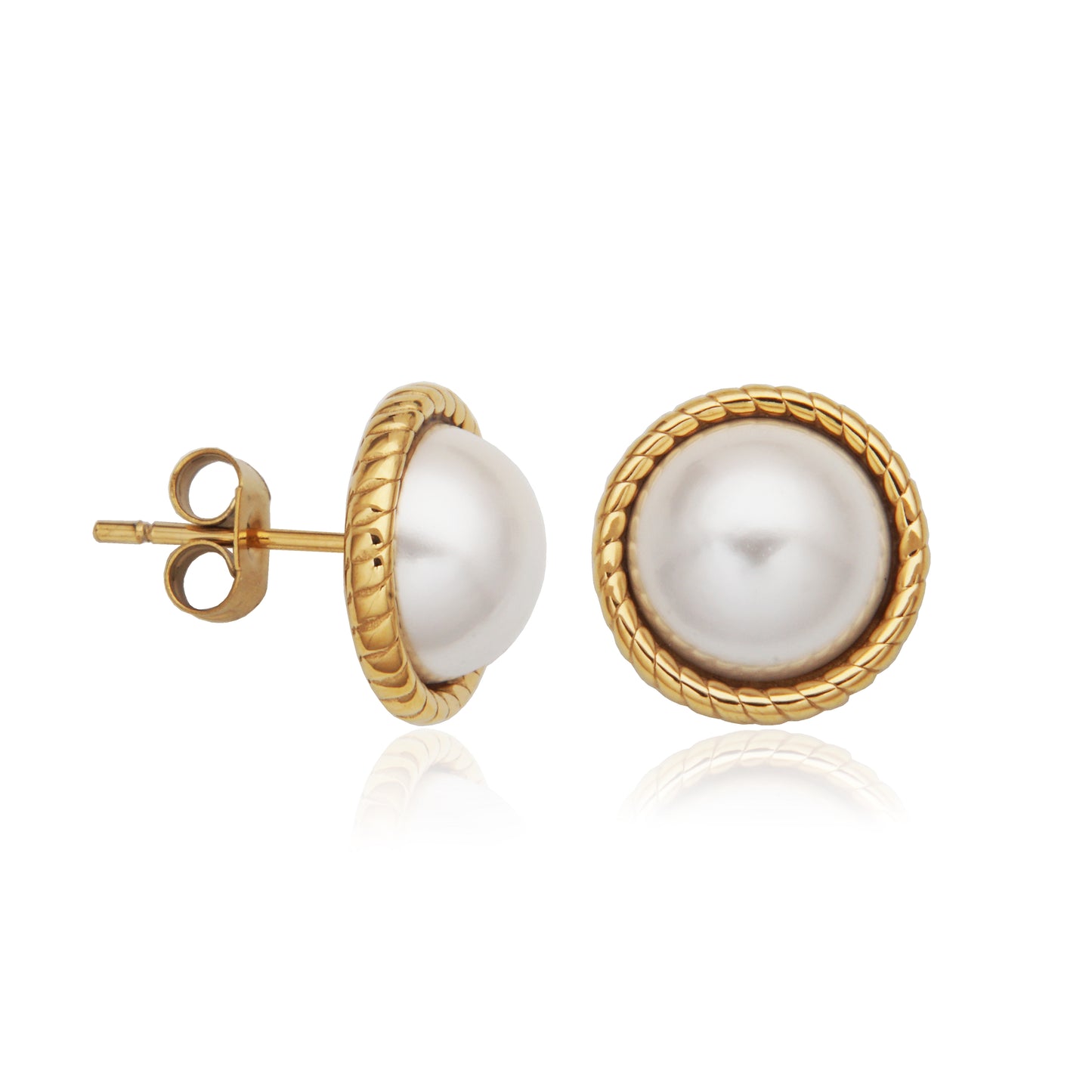 T2XK290200 - Simulated Pearl Stud Earrings | steelx
