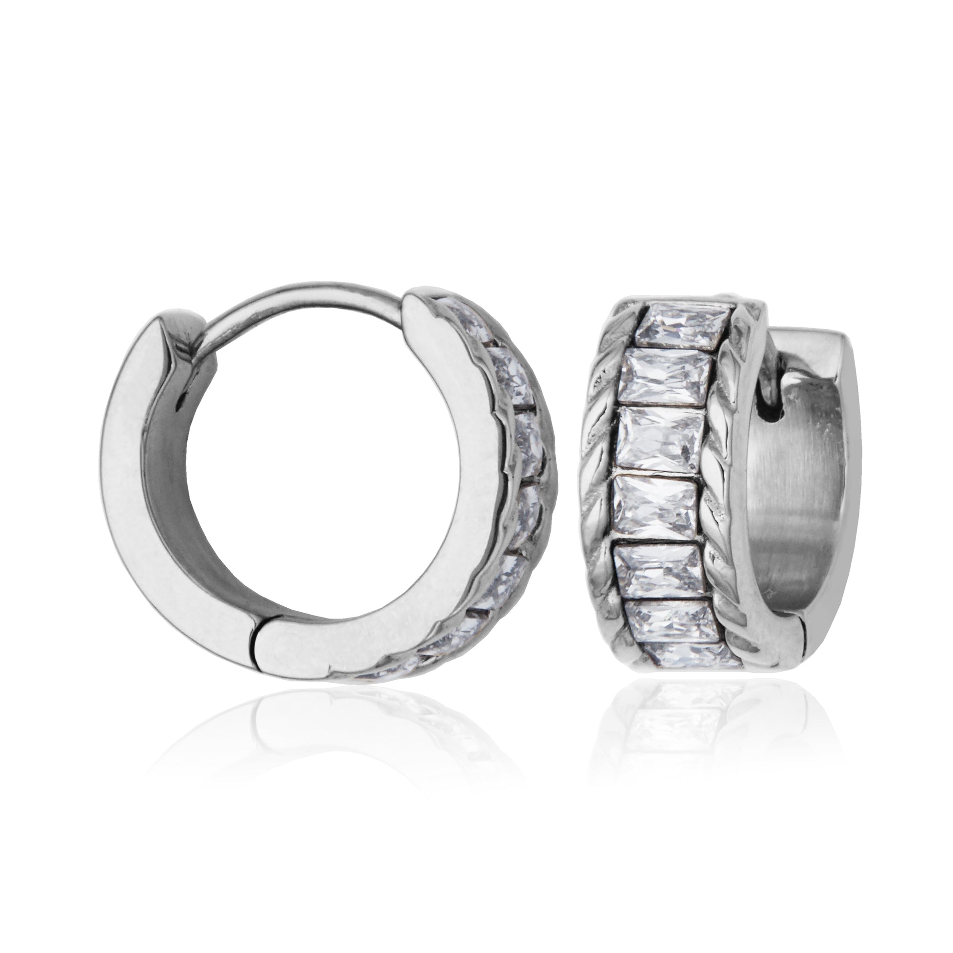 T2XK340100 - Clear Crystal Hoop Earrings | steelx