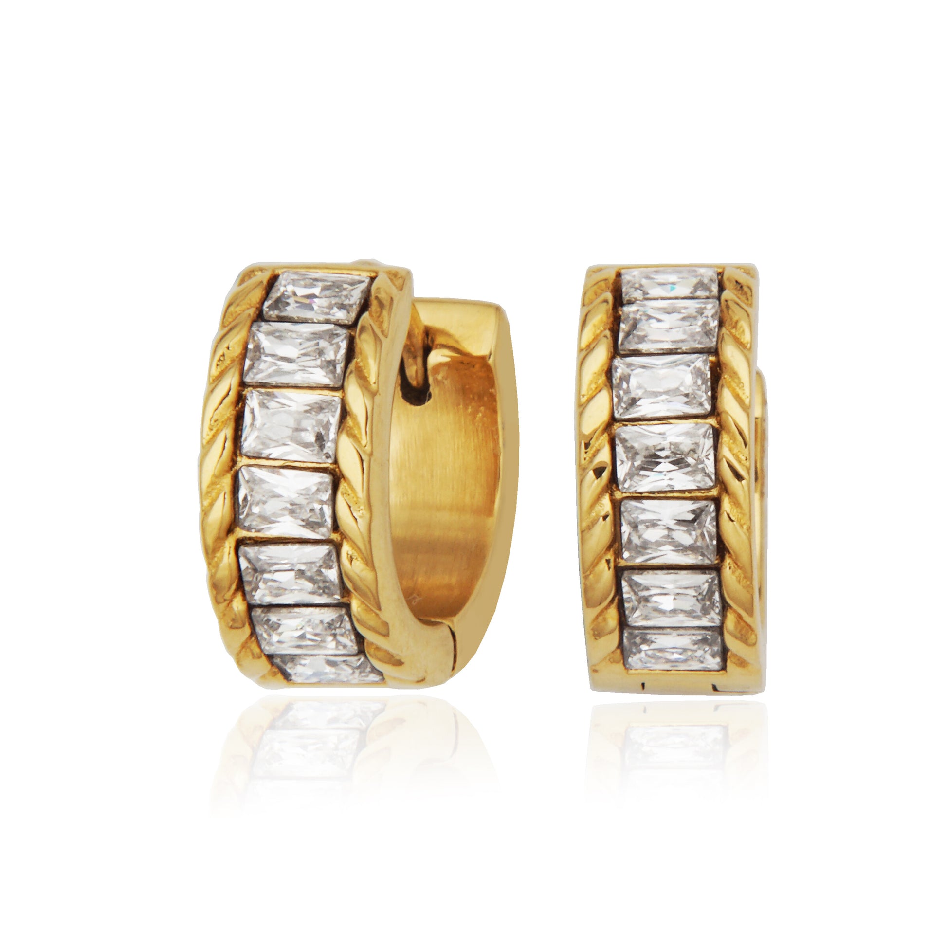T2XK340200 - Clear Crystal Hoop Earrings | steelx