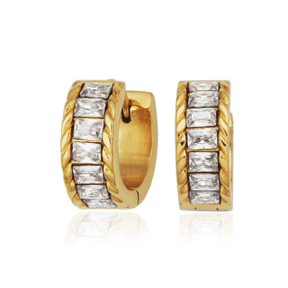T2XK340200 - Clear Crystal Hoop Earrings | steelx