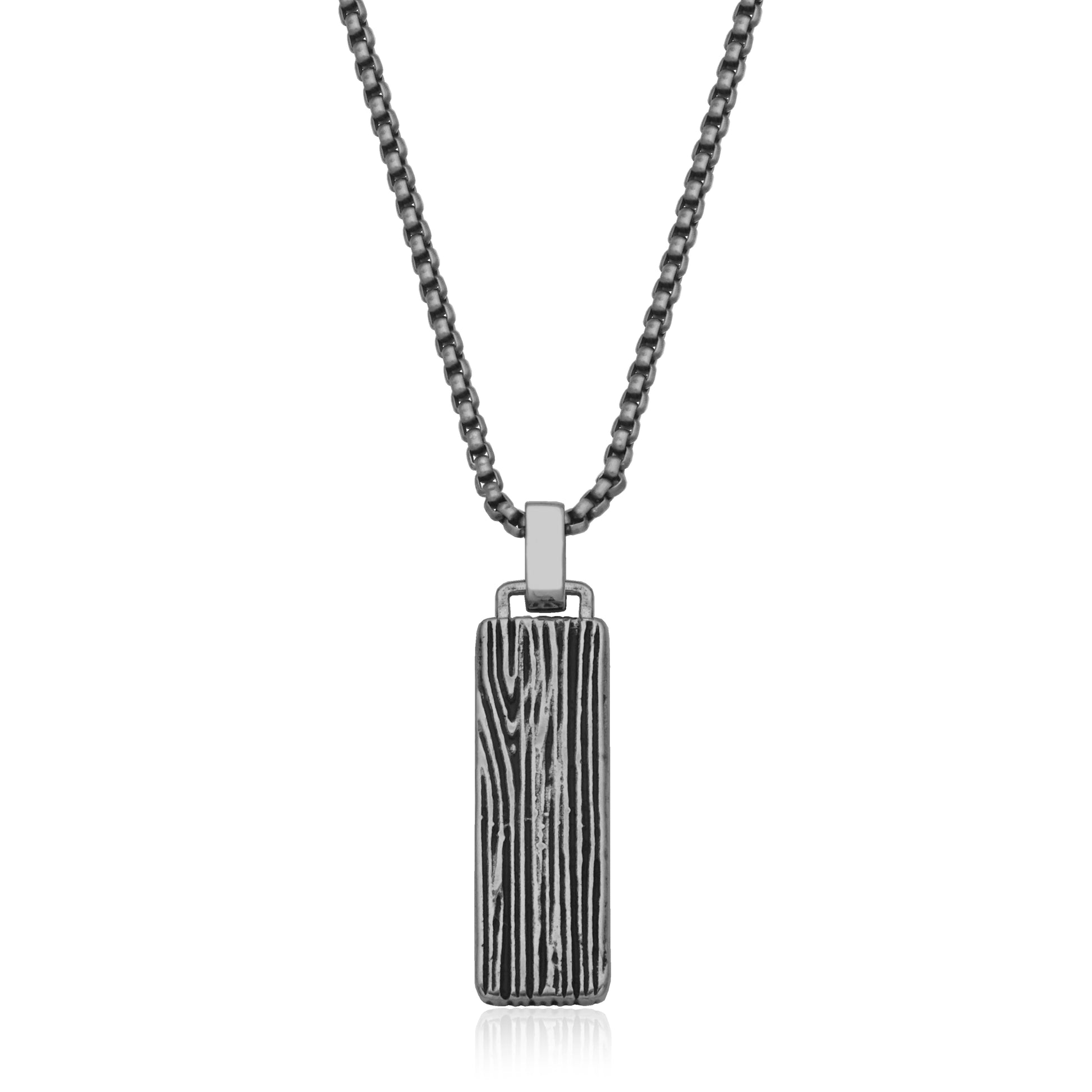 T3XJ980420 - Wood Grain Patterned Pendant Necklace | steelx