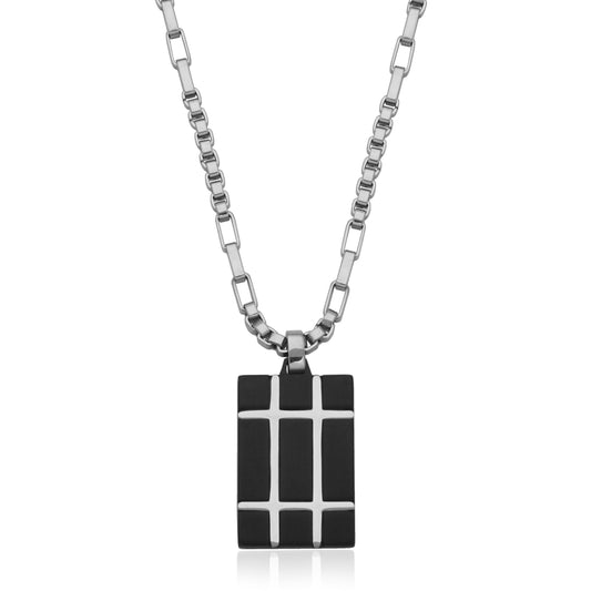 T3XK130422 - Geo Inlay Dog Tag Necklace | steelx