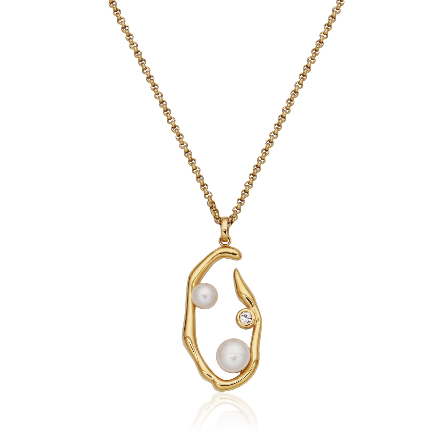 T3XK280220 - Sculpted Oval Freshwater Pearl Pendant Necklace | steelx