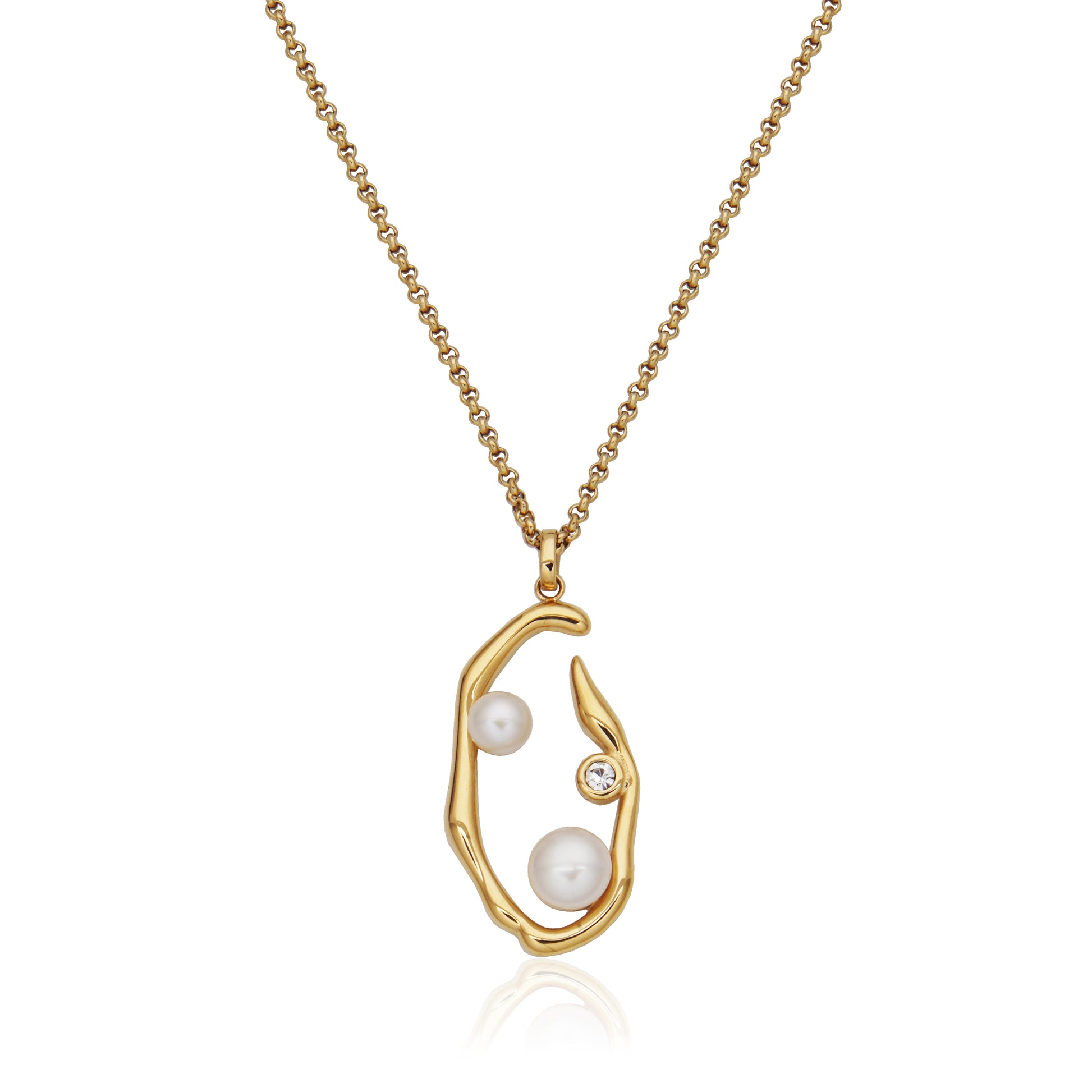 T3XK280220 - Sculpted Oval Freshwater Pearl Pendant Necklace | steelx