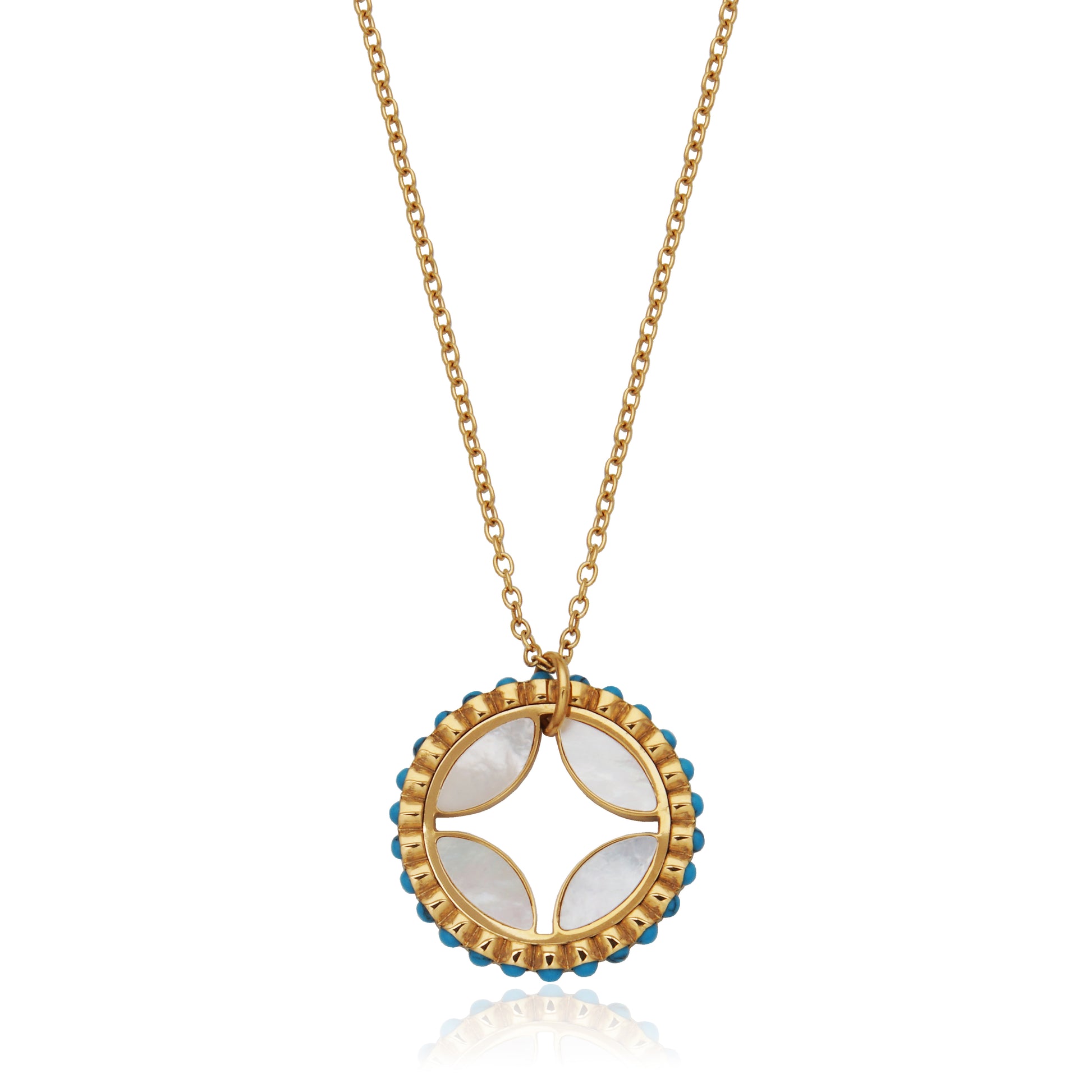 T3XK430218 - Turquoise & Shell Pendant Necklace | steelx