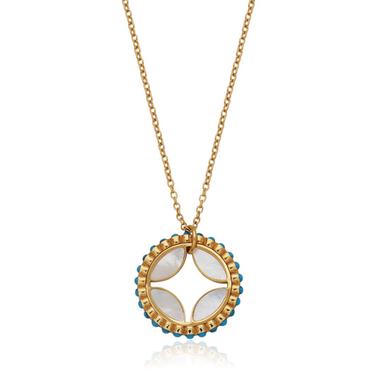 T3XK430218 - Turquoise & Shell Pendant Necklace | steelx