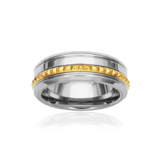 T4XK010190 - Pyramid Stud Inlay Ring | steelx