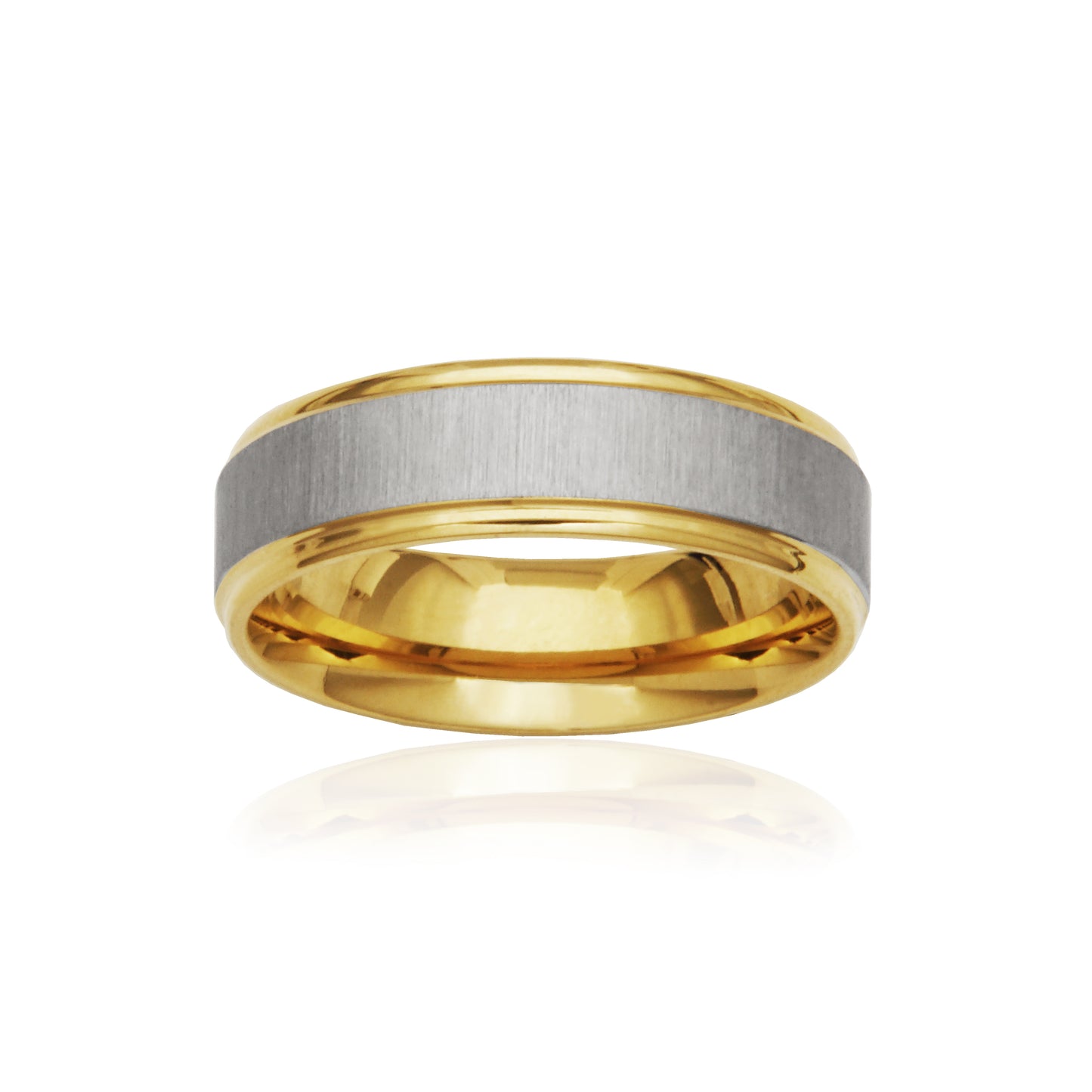 T4XK110290 - Two-Tone Satin Finish Band Ring | steelx