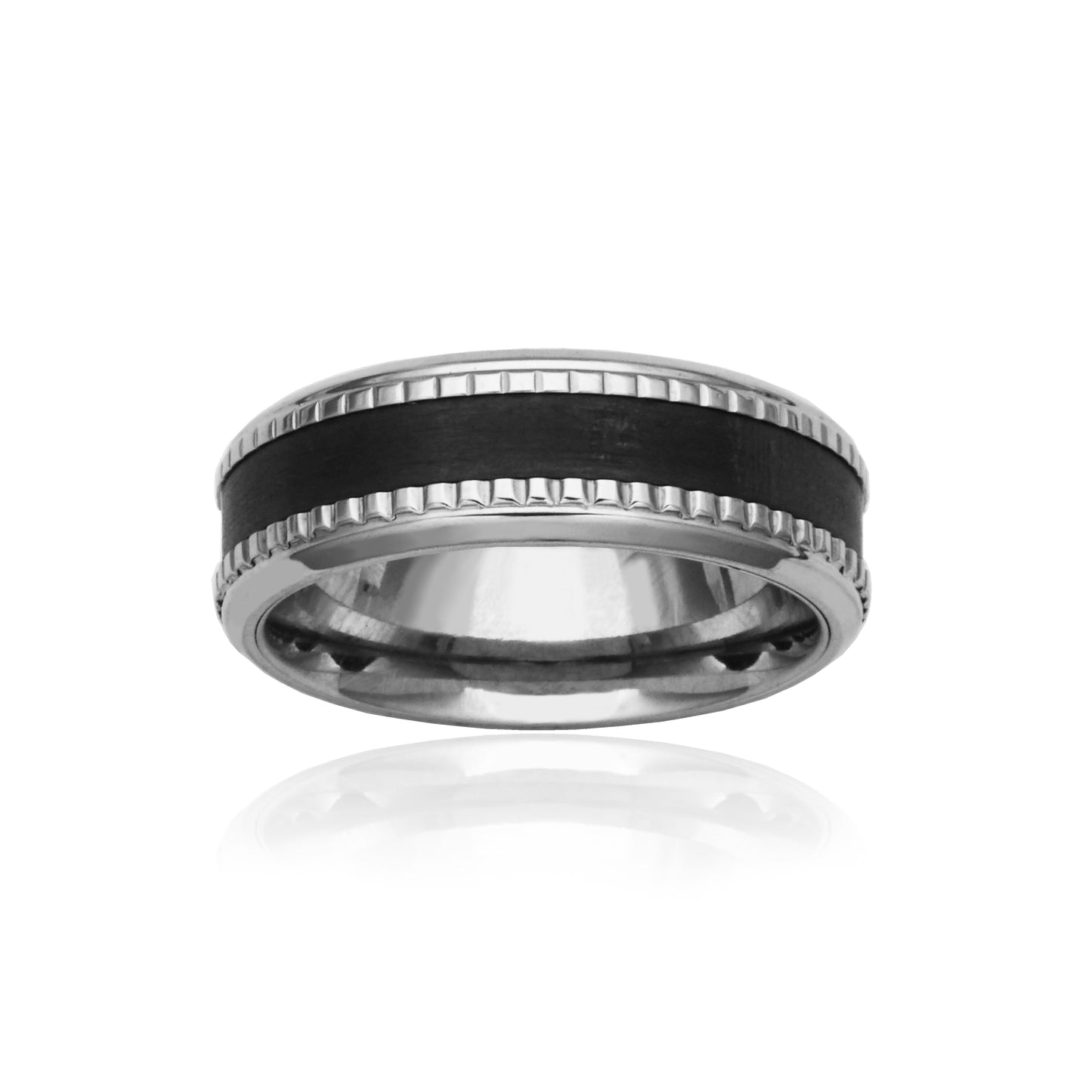 T4XK120190 - Antique Black Texture Band Ring | steelx