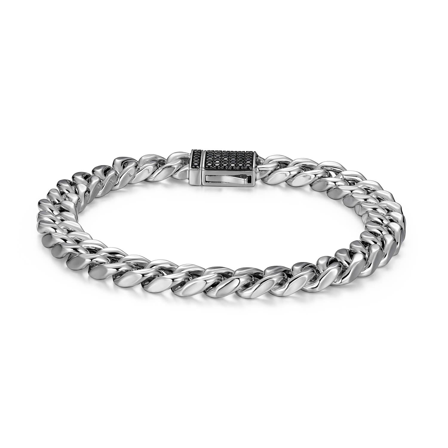 Links Gunmetal Rhodium Finish Sterling Silver Bracelet - UB0052 | ethos
