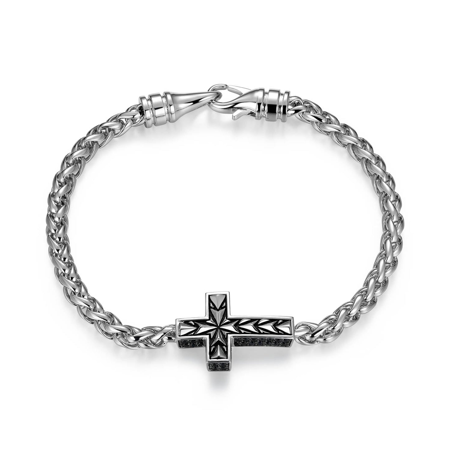 Links Gunmetal Rhodium Finish Sterling Silver Bracelet - UB0053 | ethos