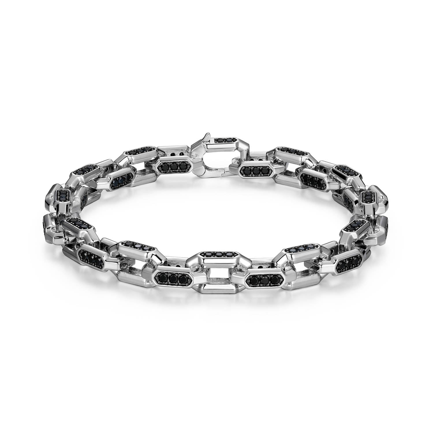 Links Gunmetal Rhodium Finish Sterling Silver Bracelet - UB0055 | ethos