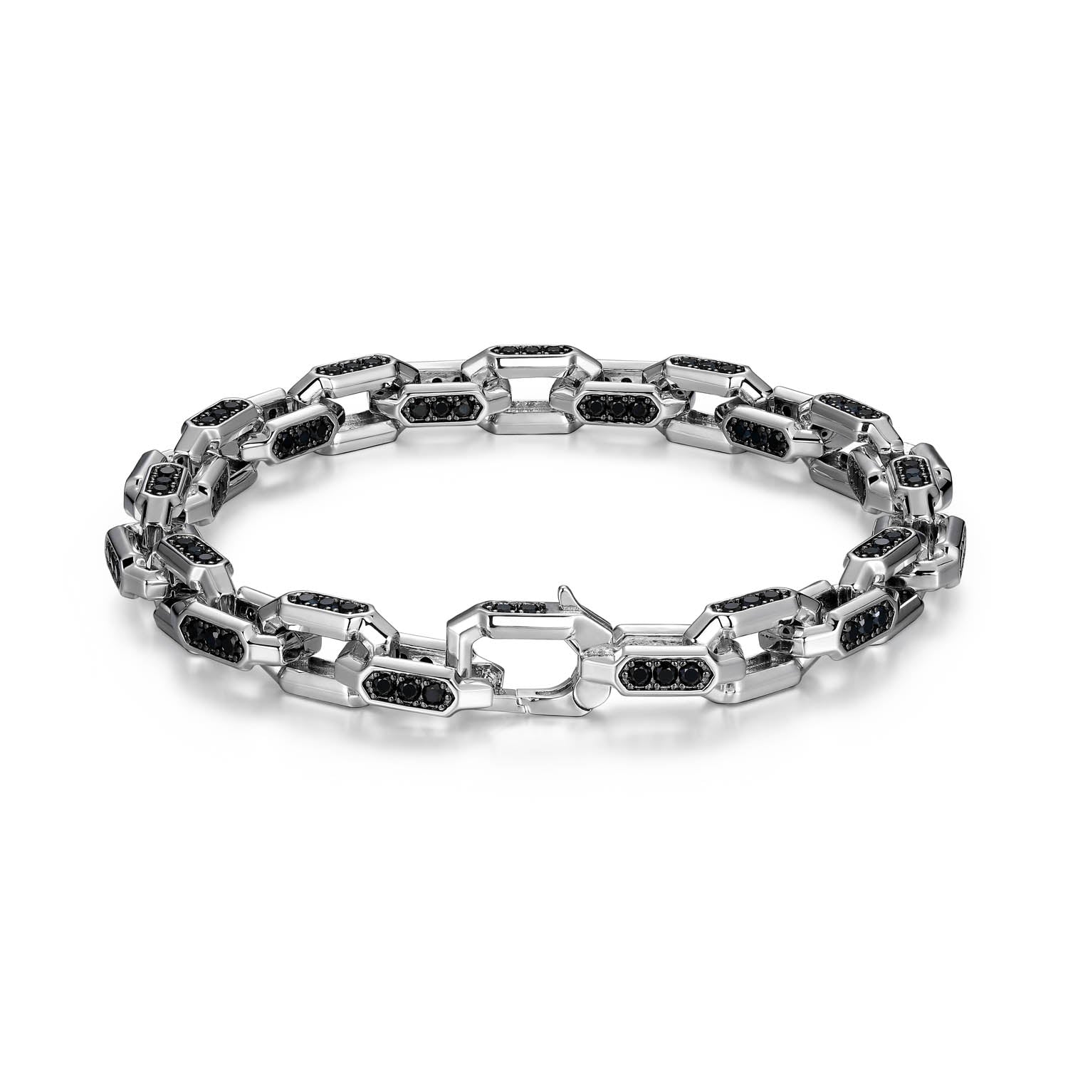 Links Gunmetal Rhodium Finish Sterling Silver Bracelet - UB0055 | ethos