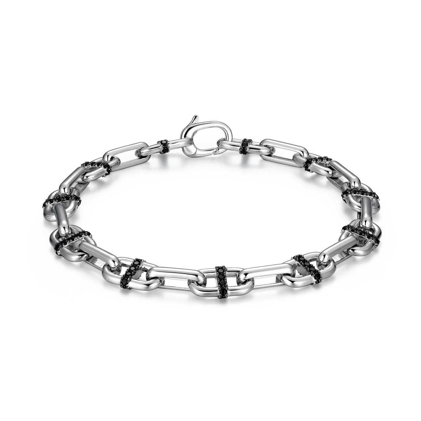 Links Gunmetal Rhodium Finish Sterling Silver Bracelet - UB0056 | ethos