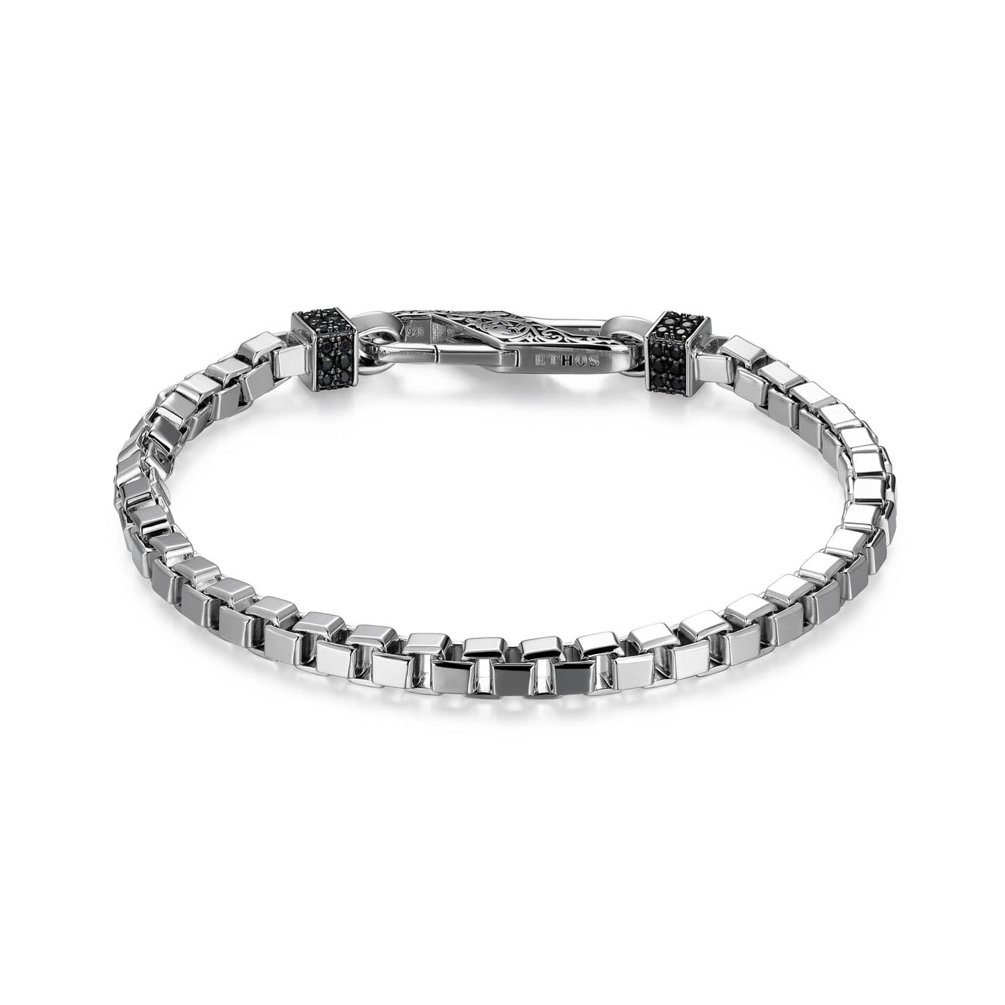 Links Gunmetal Rhodium Finish Sterling Silver Bracelet - UB0057 | ethos