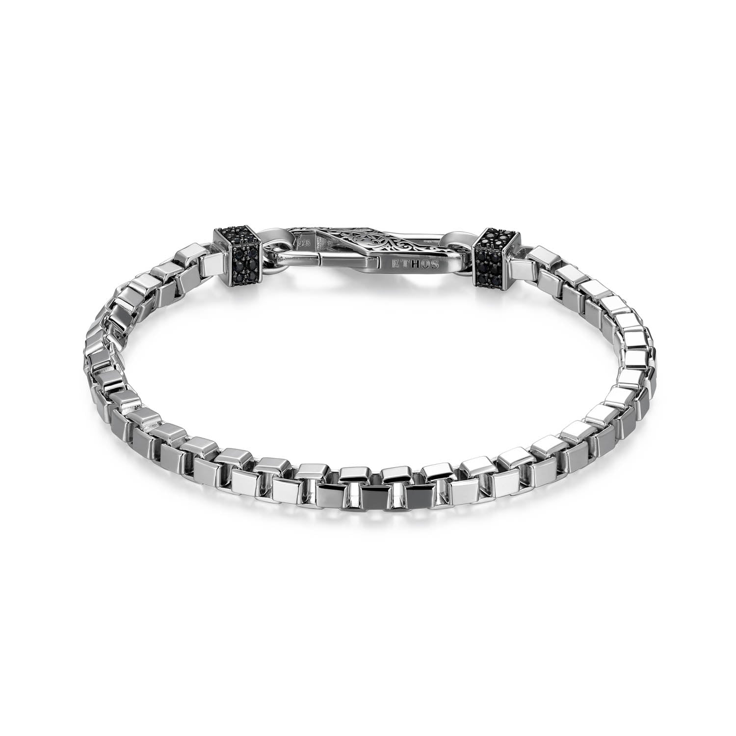 Links Gunmetal Rhodium Finish Sterling Silver Bracelet - UB0057 | ethos