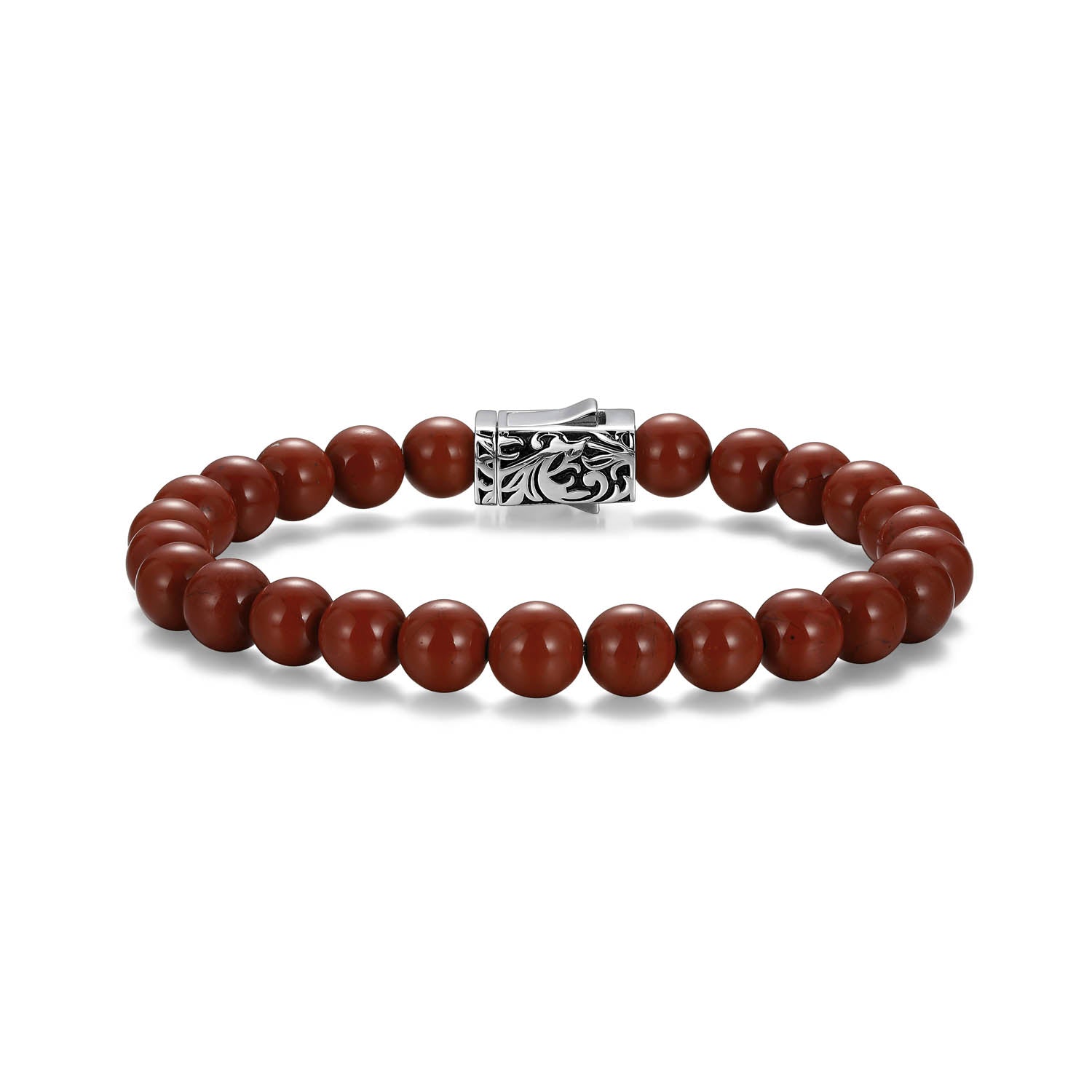 Crimson Rhodium Finish Steel & Sterling Silver Bracelet - UB0070 | ethos