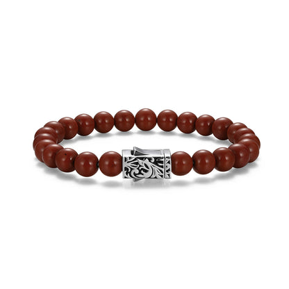 Crimson Rhodium Finish Steel & Sterling Silver Bracelet - UB0070 | ethos