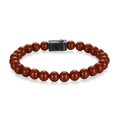 Crimson Gunmetal Finish Steel & Sterling Silver Bracelet - UB0071 | ethos