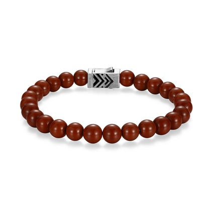 Crimson Rhodium Finish Steel & Sterling Silver Bracelet - UB0072 | ethos