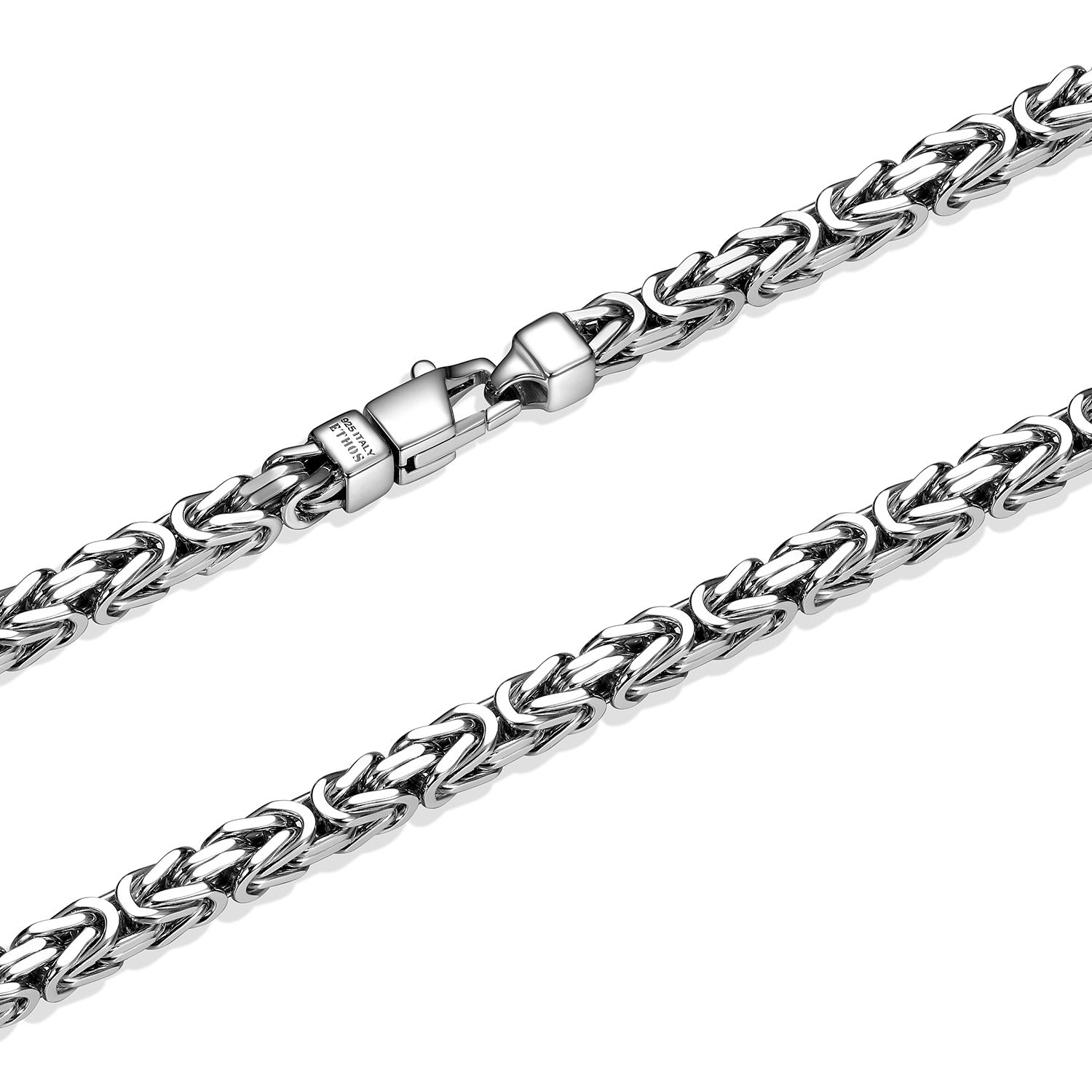 Italian Byzantine Chain Necklace Rhodium-Plated Sterling Silver - 24" | ethos