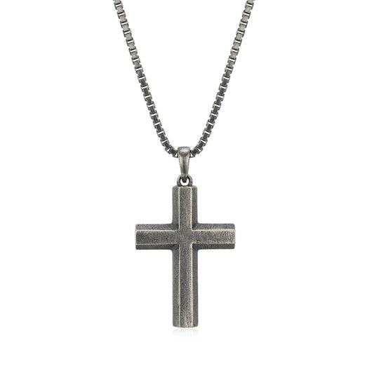 Eclipse Oxidized Finish Sterling Silver Cross Pendant Necklace | ethos