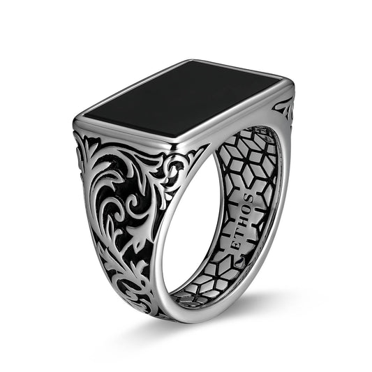 Chisel Rhodium Finish Sterling Silver Ring - UR0045 | ethos
