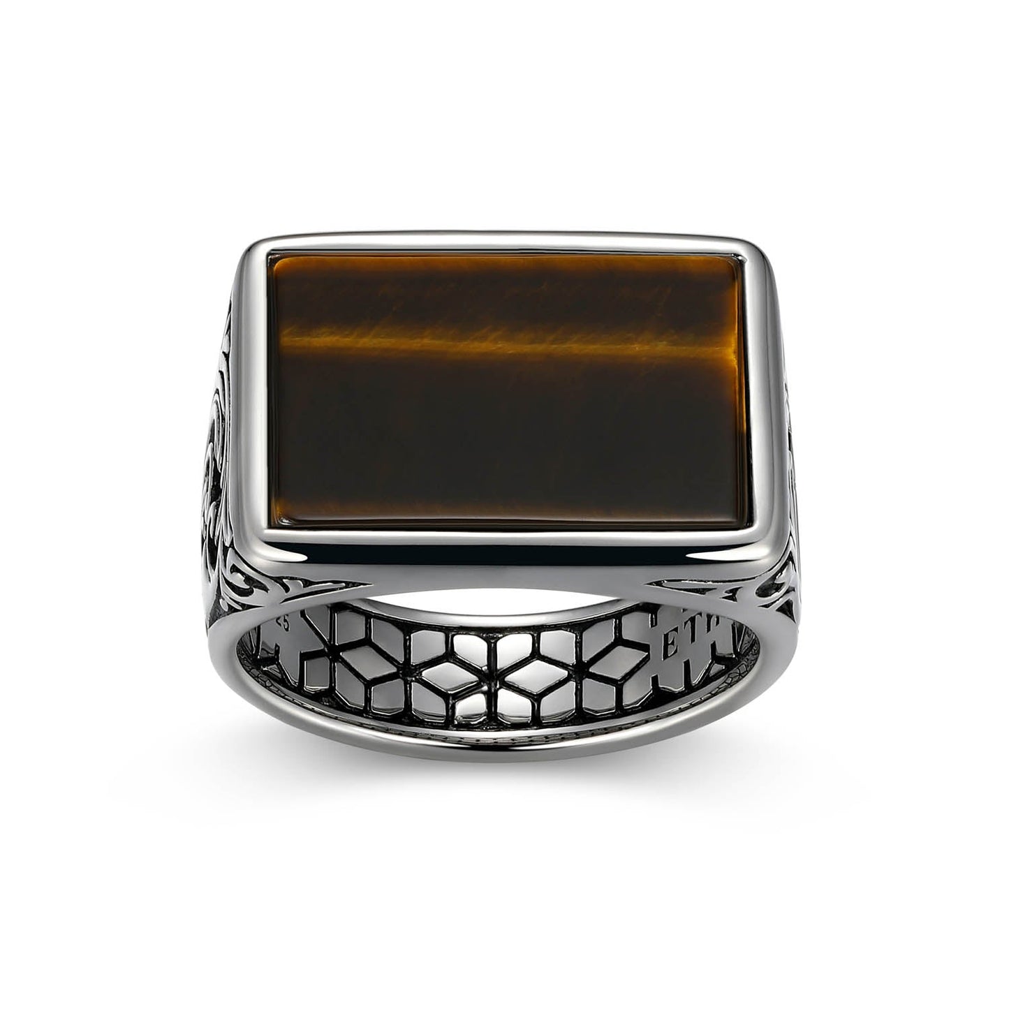 Chisel Rhodium Finish Sterling Silver Ring - UR0047 | ethos