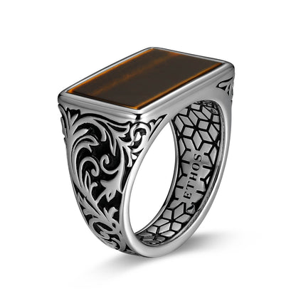 Chisel Rhodium Finish Sterling Silver Ring - UR0047 | ethos