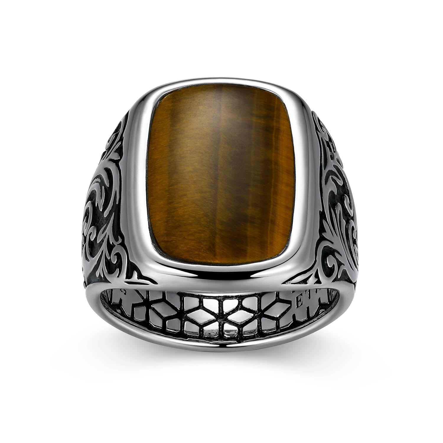 Chisel Rhodium Finish Sterling Silver Ring - UR0049 | ethos