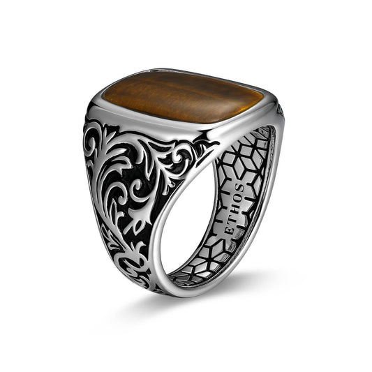 Chisel Rhodium Finish Sterling Silver Ring - UR0049 | ethos