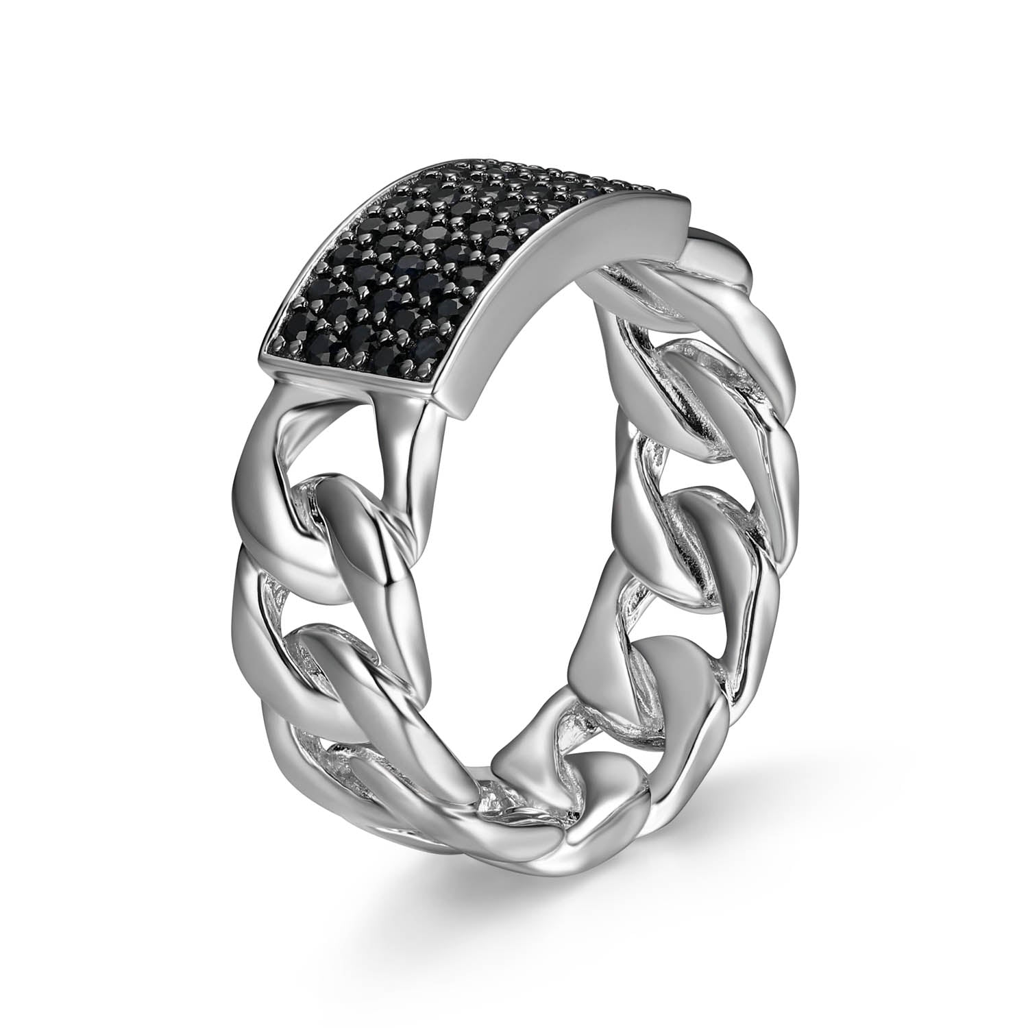 Links Gunmetal Rhodium Finish Sterling Silver Ring - UR0052 | ethos