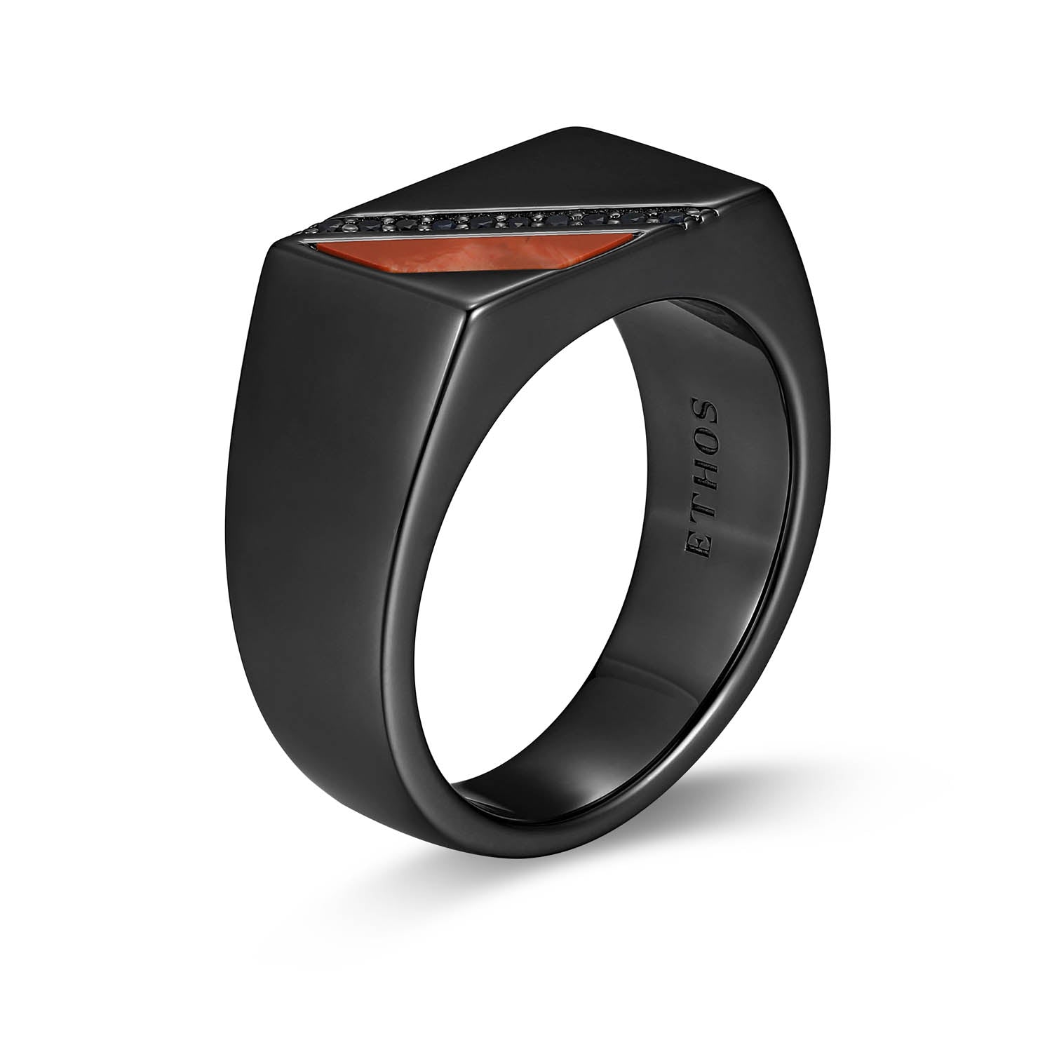 Crimson Gunmetal Finish Sterling Silver Ring - UR0073 | ethos