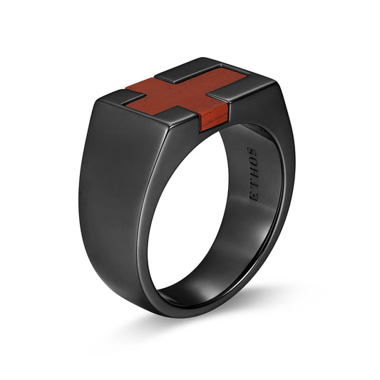 Crimson Gunmetal Finish Sterling Silver Ring - UR0074 | ethos