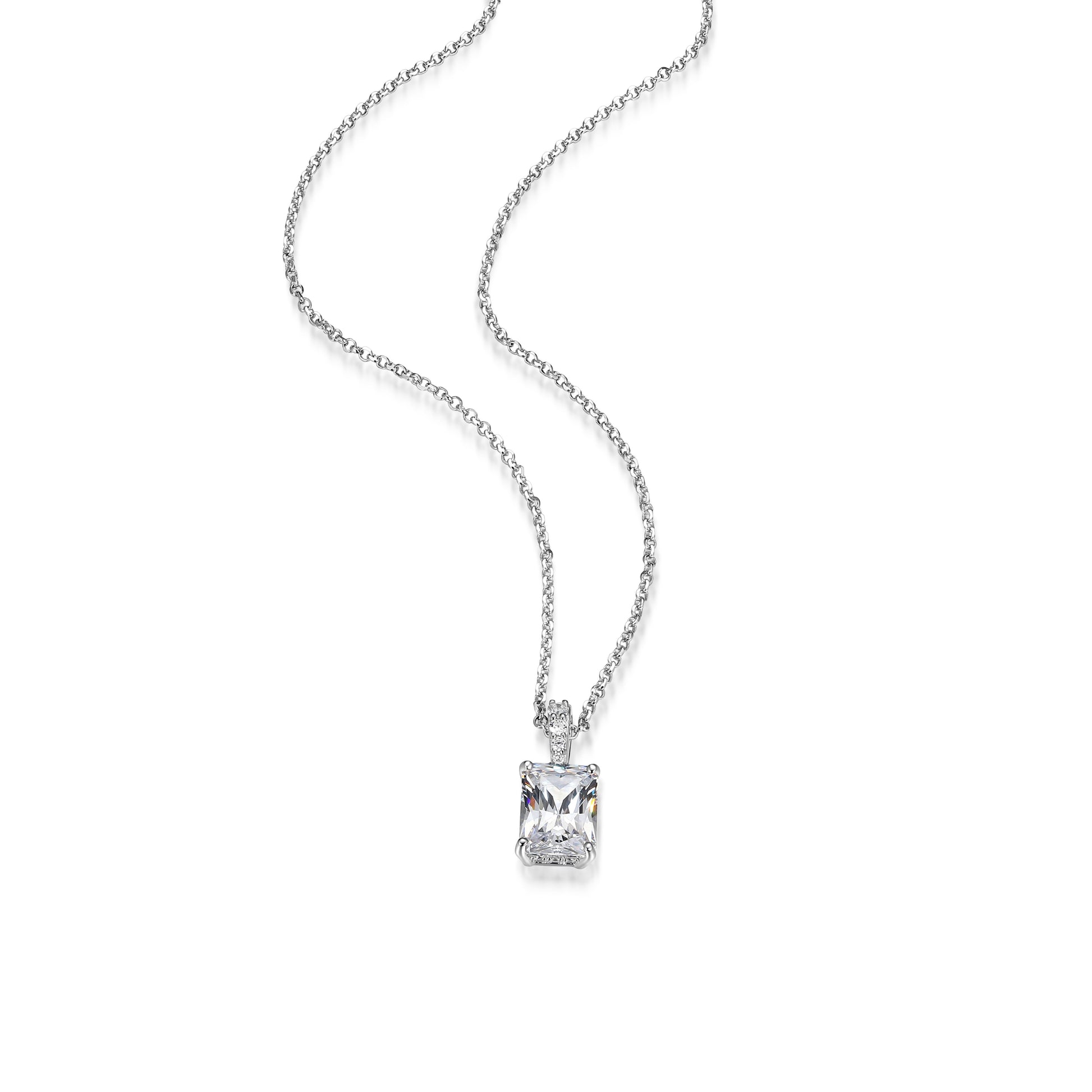 RN0215 - Emerald-Cut CZ Pendant Necklace | reign