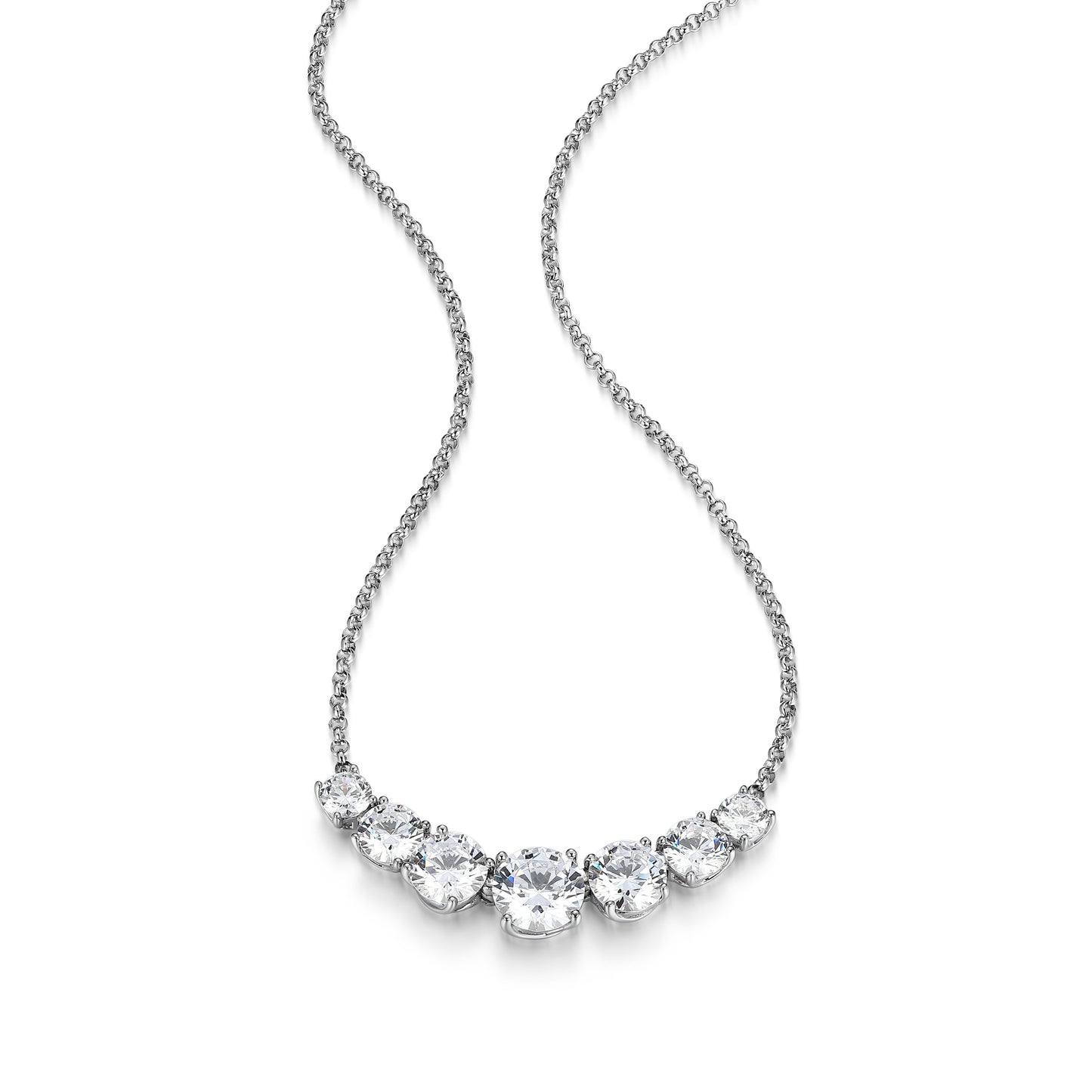 RN0212 - Graduated CZ Curve Necklace | reign