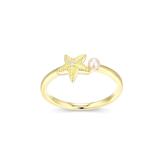 RR02996 - Starfish & Freshwater Pearl Ring | reign