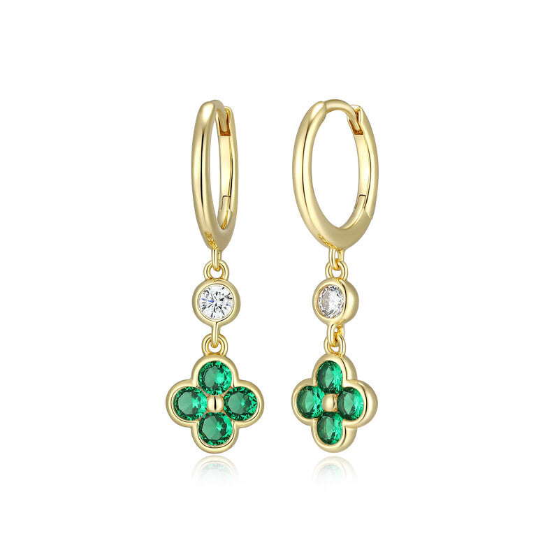 RE0291 - Emerald Nano Huggie Dangle Earrings | reign