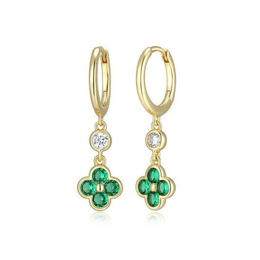 RE0291 - Emerald Nano Huggie Dangle Earrings | reign