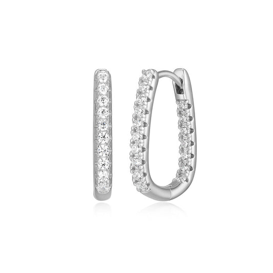 RE0257W - Pavé U-Hoop Earrings | reign
