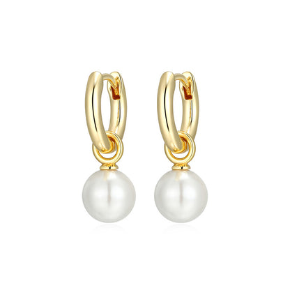 RE0234 - Pearl Drop Huggie Earrings | reign