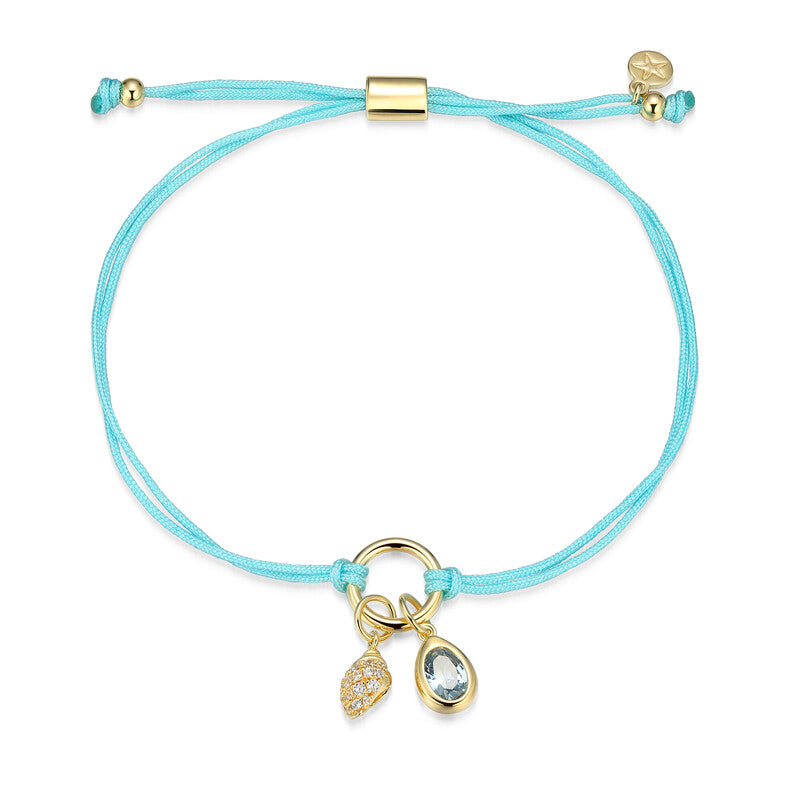 RB0298 - Conch Shell & Blue Spinel Charm Bracelet | reign