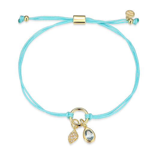 RB0298 - Conch Shell & Blue Spinel Charm Bracelet | reign