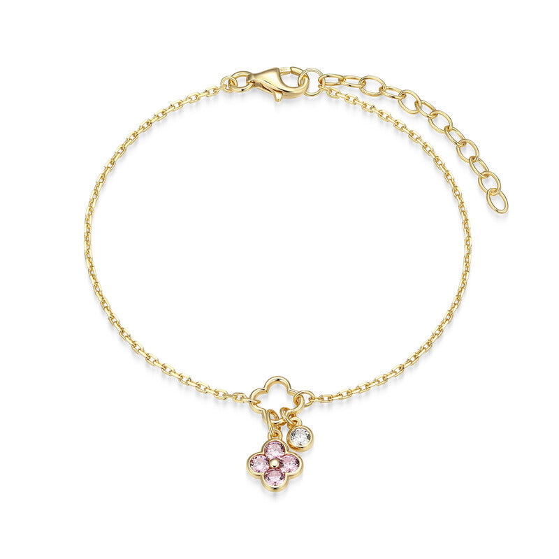 RB0293 - Pink CZ Clover Charm Bracelet | reign