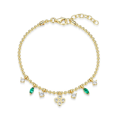 RB0289 - Lab-Created Emerald Charm Beaded Bracelet | reign