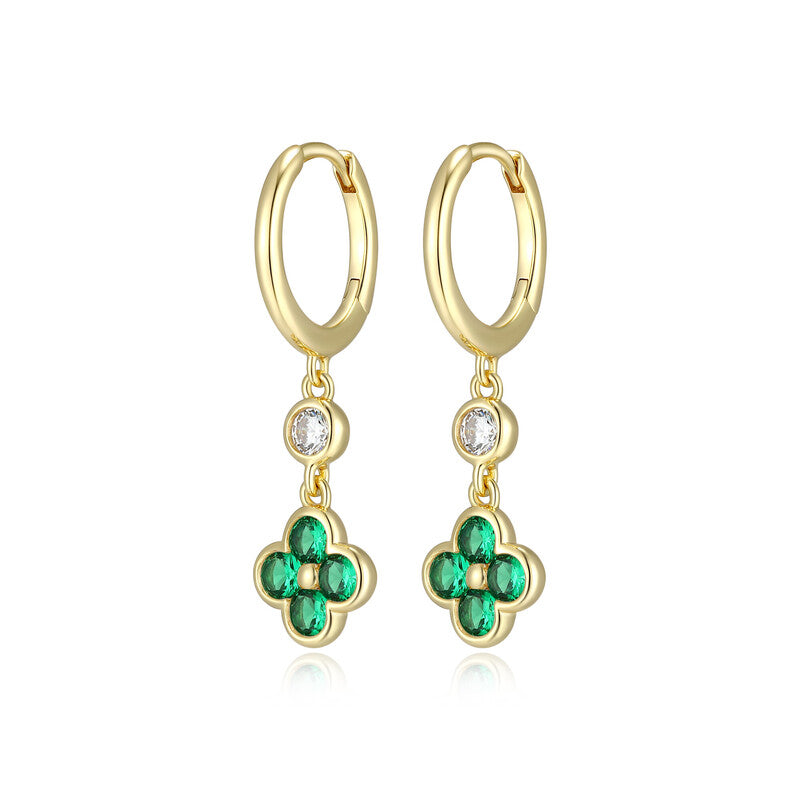 RE0291 - Emerald Nano Huggie Dangle Earrings | reign